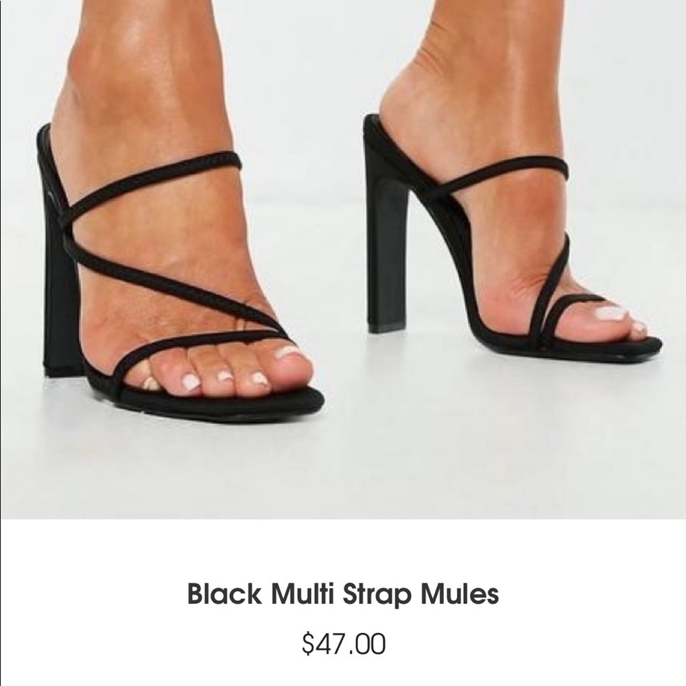 Black Multi Strap Sandals Mules